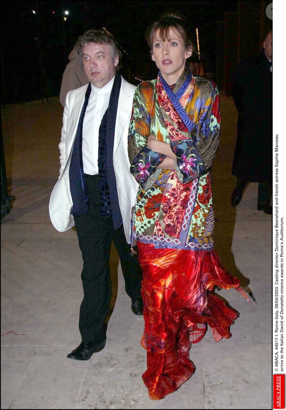 Dominique Besnehard et Sophie Marceau à Rome le 10 avril 2003