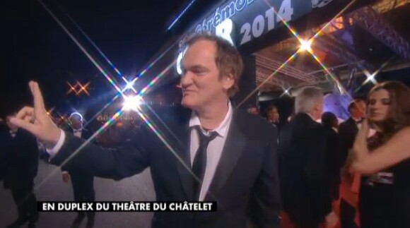 Quentin Tarantino arrive aux César 2014.