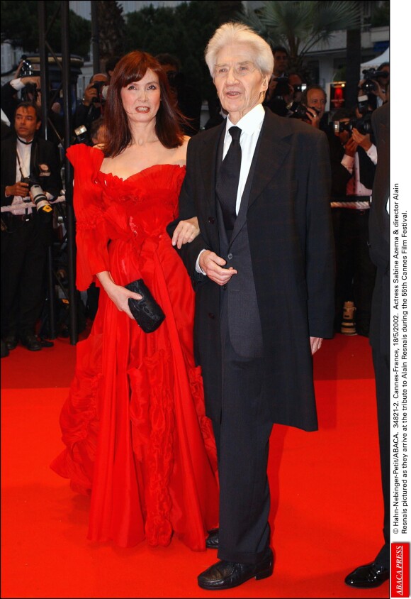 Sabine Azema et Alain Resnais lors du 55e Festival de Cannes, le 18 mai 2002 à Cannes