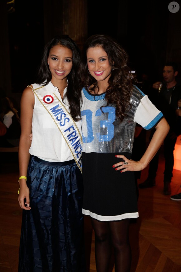 Flora Coquerel (Miss France 2014) et Malika Ménard - 11e anniversaire de la marque Eleven Paris à la Gaîté Lyrique à Paris, le 4 mars 2014.