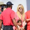 Tiger Woods, sa fille Sam Alexis Woods et Lindsey Vonn lors du dernier tour du tournoi Honda Classic au PGA National Resort and Spa dePalm Beach Gardens, le 2 mars 2014