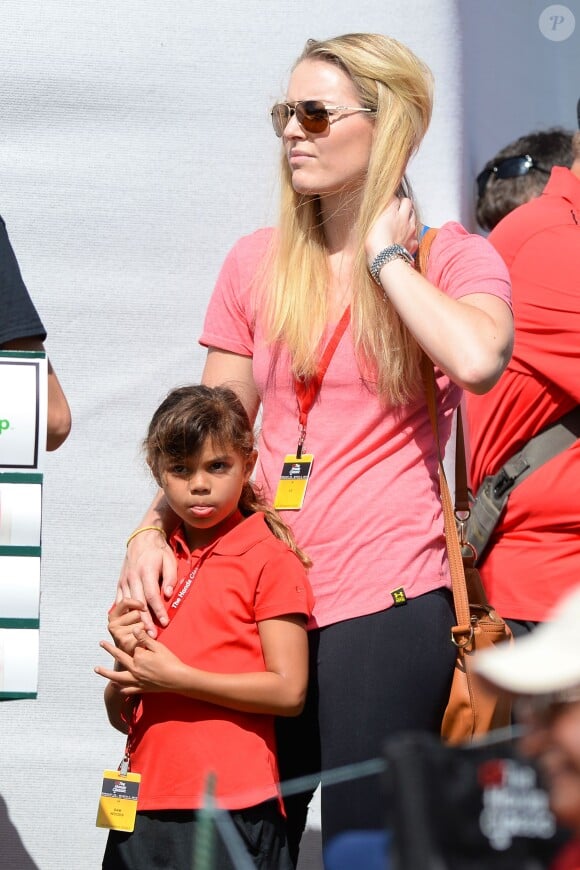 La fille de Tiger Woods Sam Alexis Woods et Lindsey Vonn lors du dernier tour du tournoi Honda Classic au PGA National Resort and Spa dePalm Beach Gardens, le 2 mars 2014