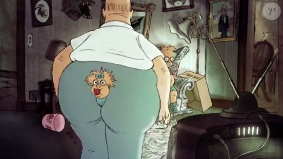Sylvain Chomet rejoue le générique de la série Les Simpson, Maggie est coincée entre les fesses de son père.