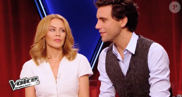 La belle Kylie Minogue dans "The Voice 3" sur TF1 le samedi 8 mars 2014.