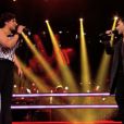Battle entre Akram et Fabienne dans "The Voice 3" sur TF1 le samedi 8 mars 2014.