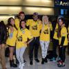 Micha, Kim, Kelly, Romain, Julien, Jessica, Paga, Stephanie et Charlotte de retour à Paris après le tournage de l'émission 'Les Marseillais a Rio' pour W9, le 6 mars 2014, à l'aéroport Roissy Charles de Gaulle.