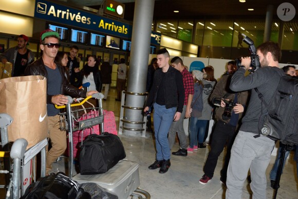 Micha de retour a Paris apres le tournage de l'emission 'Les Marseillais a Rio' pour W9, le 06 mars 2014, a l'aeroport Roissy Charles de Gaulle, Paris.