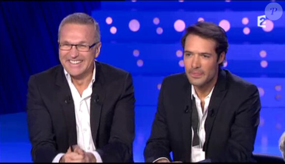 Laurent Ruquier et Nicolas Bedos dans On n'est pas couché, le samedi 8 mars 2014.