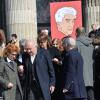 Michel Piccoli et femme Ludivine Clerc, Jane Birkin lors des funérailles d'Alain Resnais en l'église Saint-Vincent-de-Paul à Paris le 10 mars 2014