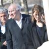 Jane Birkin, Michel Piccoli - Obsèques d'Alain Resnais au cimetière du Montparnasse à Paris le 10 mars 2014.  Funeral of Alain Resnais at Montparnasse Cemetery on 10/03/2014.10/03/2014 - Paris