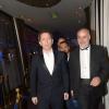 Exclusif - Gad Elmaleh et Serge Benaïm (Producteur des Globes de Cristal) lors de la 9e cérémonie des Globes de Cristal au Lido à Paris, le 10 mars 2014.
