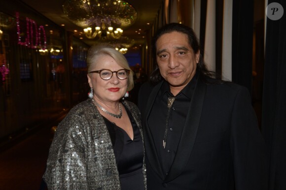 Exclusif - Josiane Balasko et son mari George Aguilar lors de la 9e cérémonie des Globes de Cristal au Lido à Paris, le 10 mars 2014.