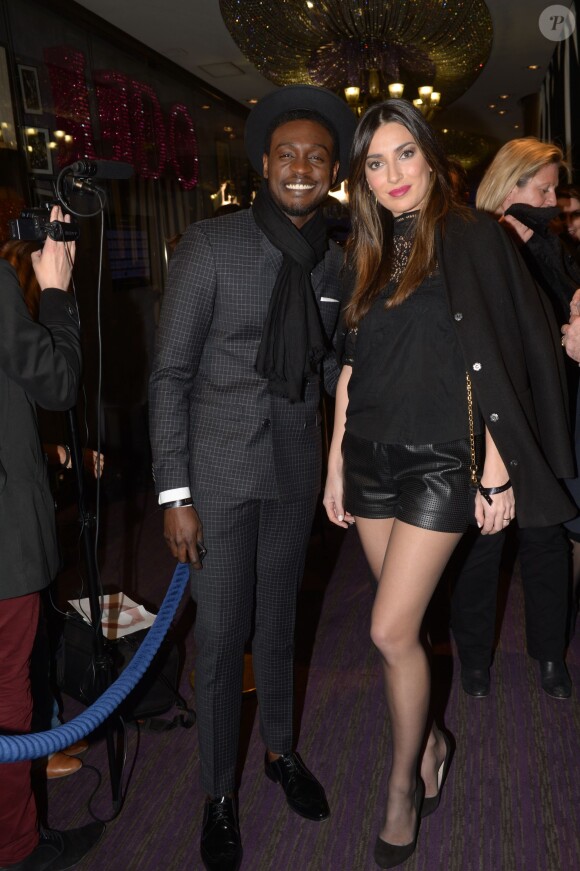 Exclusif - Corneille et sa femme Sofia de Medeiros lors de la 9e cérémonie des Globes de Cristal au Lido à Paris, le 10 mars 2014.