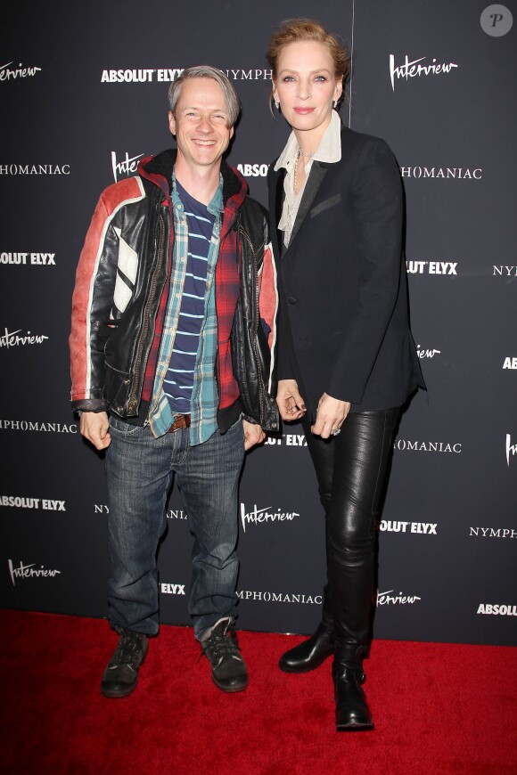 John Cameron Mitchell et Uma Thurman lors de l'avant-première à New York du film Nymphomaniac : Volume I à New York le 13 mars 2014