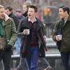 Tournage de la série Glee dans les rues de New York, le vendredi 14 mars 2014.