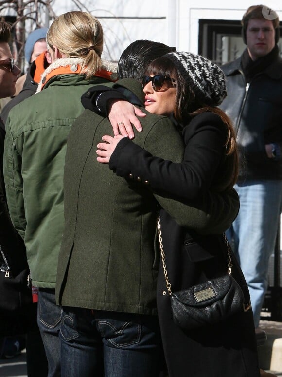 Tournage de la série Glee dans les rues de New York, le jeudi 13 mars 2014.