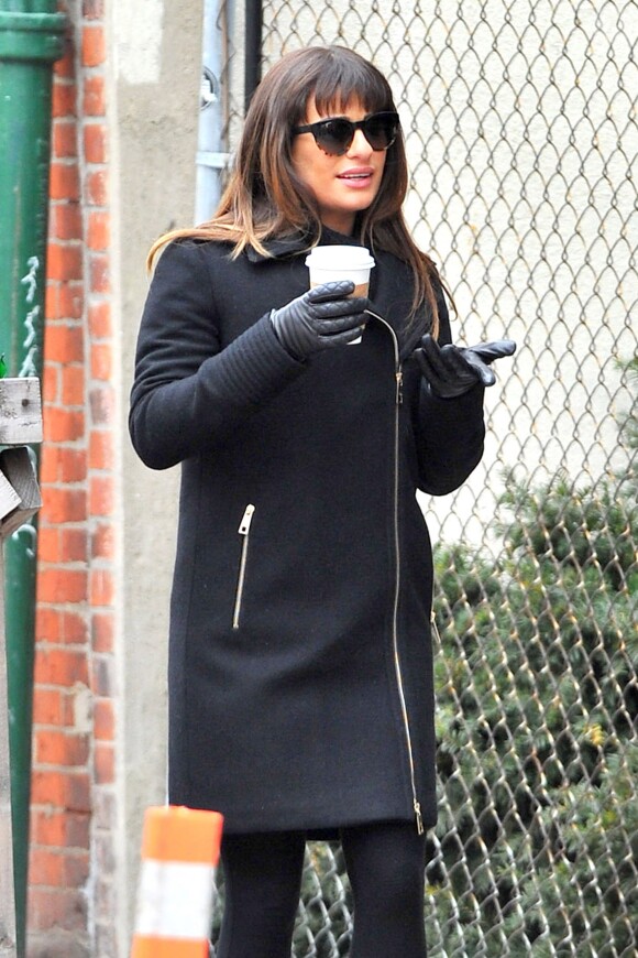 Tournage de la série Glee dans les rues de New York, le jeudi 13 mars 2014.