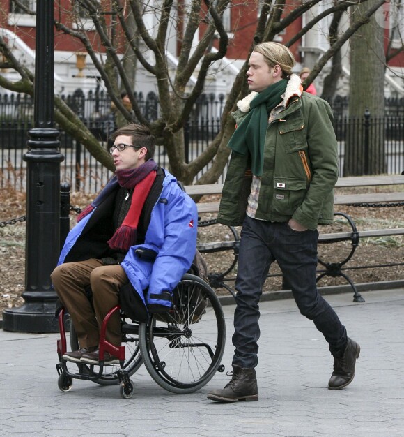 Tournage de la série Glee dans les rues de New York, le jeudi 13 mars 2014.