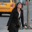 Lea Michele sur le tournage de la série Glee dans les rues de New York, le vendredi 14 mars 2014.