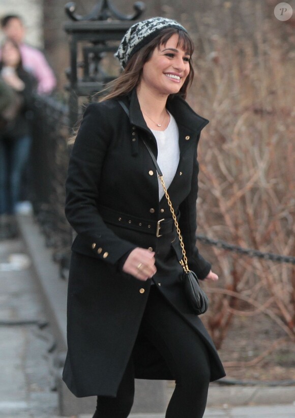 Tournage de la série Glee dans les rues de New York, le vendredi 14 mars 2014.