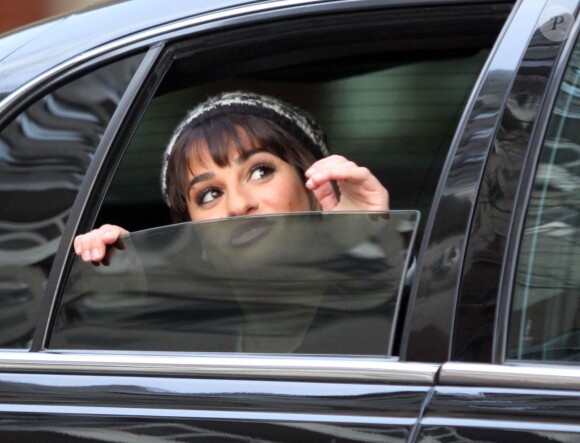 Tournage de la série Glee dans les rues de New York, le vendredi 14 mars 2014.