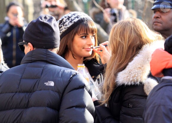 Tournage de la série Glee dans les rues de New York, le vendredi 14 mars 2014.