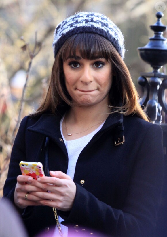 Tournage de la série Glee dans les rues de New York, le vendredi 14 mars 2014.