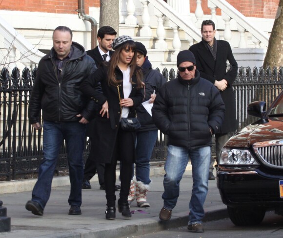 Tournage de la série Glee dans les rues de New York, le vendredi 14 mars 2014.