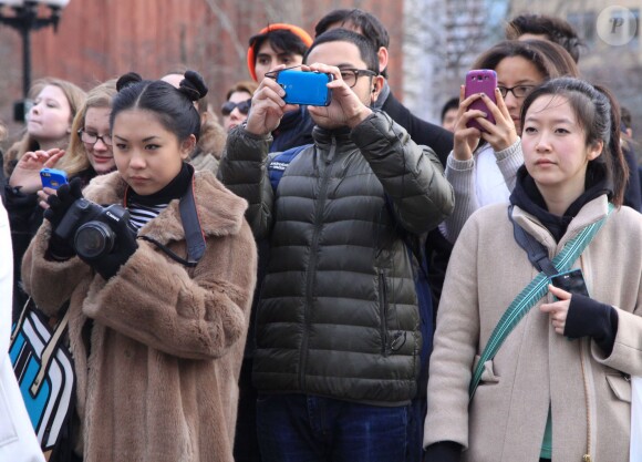 Tournage de la série Glee dans les rues de New York, le vendredi 14 mars 2014.