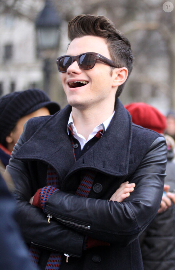 Tournage de la série Glee dans les rues de New York, le vendredi 14 mars 2014.