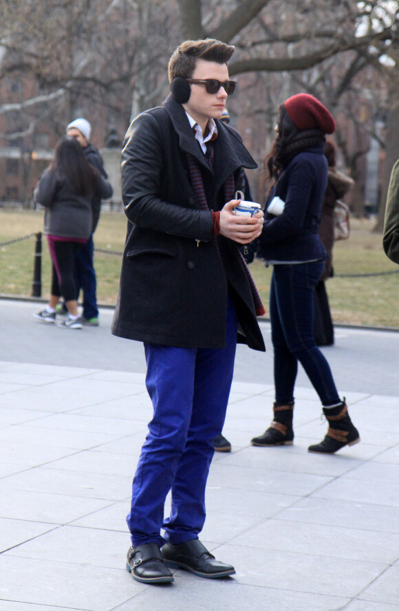 Tournage de la série Glee dans les rues de New York, le vendredi 14 mars 2014.