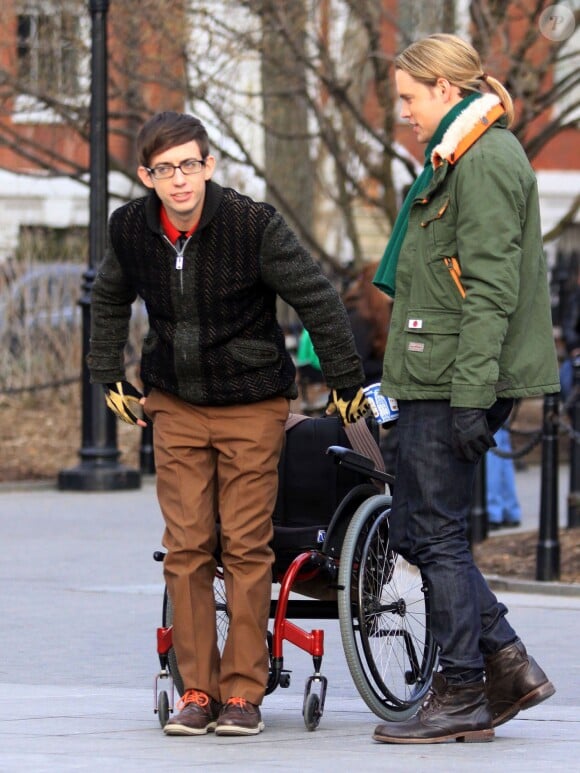 Tournage de la série Glee dans les rues de New York, le vendredi 14 mars 2014.