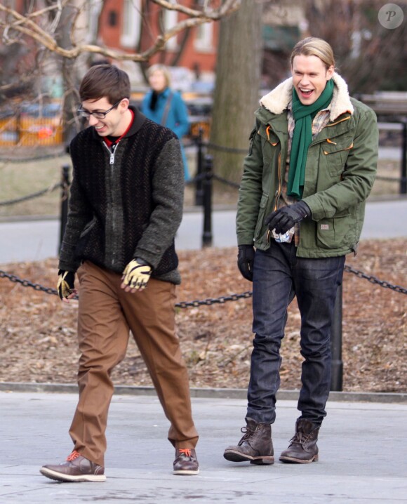 Tournage de la série Glee dans les rues de New York, le vendredi 14 mars 2014.