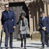 Jaime de Marichalar quitte l'église Santo Domingo avec ses enfants Felipe et Victoria, issus de son mariage avec Elena d'Espagne, lors des funérailles de sa mère María de la Concepción Sáenz de Tejada y Fernández de Boadilla, célébrées le 16 mars 2014 à Soria.
