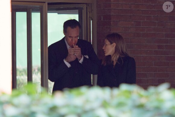 Letizia d'Espagne est venue présenter ses condoléances à Jaime de Marichalar, vendredi 14 mars 2014 à Madrid, au lendemain de la mort de sa mère María de la Concepción Sáenz de Tejada y Fernández de Boadilla