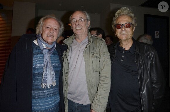 Didier Barbelivien, Maxime Le Forestier et Luc Plamondon lors du Grand Prix de l'UNAC de la chanson 2014 à Paris, le 17 mars 2014.