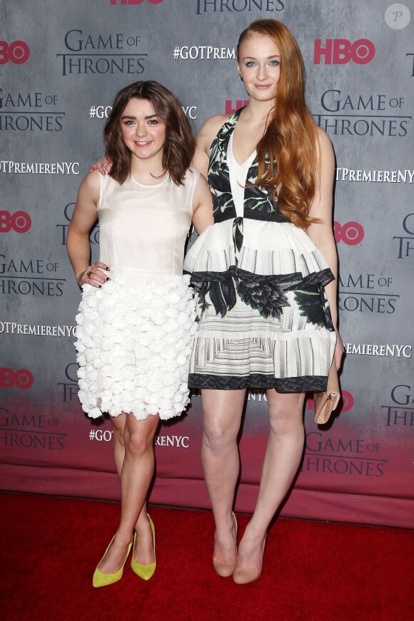 Maisie Williams et Sophie Turner - Première de la saison 4 de "Game of Thrones" au Lincoln Center à New York, le 18 mars 2014.