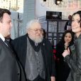 John Bradley, George R. R. Martin et Lena Headey - Première de la saison 4 de "Game of Thrones" au Lincoln Center à New York, le 18 mars 2014.