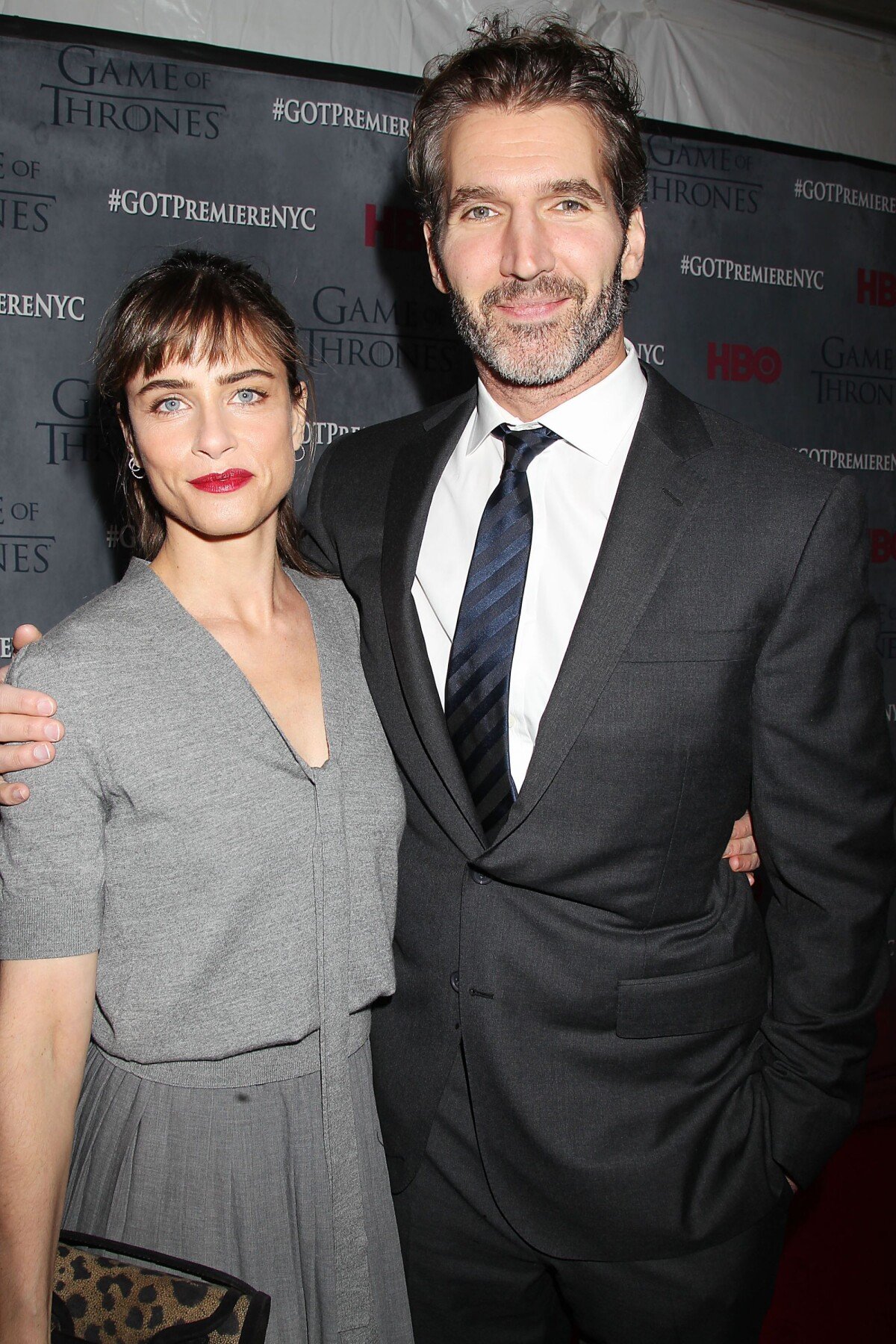 Photo : Amanda Peet et David Benioff, créateur de la série - Première de la  saison 4 de 