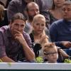 Zlatan Ibrahimovic, sa compagne Helena Seger et leurs enfants Vincent et Maximilian lors du BNP Paribas Masters Series Tennis Open 2013, au Palais Omnisports de Paris-Bercy, à Paris, le 3 novembre 2013