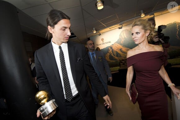 Zlatan Ibrahimovic, sa compagne Helena Seger lors du Ballon d'or suédois à Stockholm le 11 novembre 2013