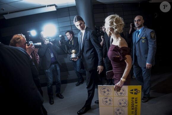 Zlatan Ibrahimovic, sa compagne Helena Seger lors du Ballon d'or suédois à Stockholm le 11 novembre 2013