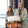 Jade Jagger et son mari Adrian Fillary prennent l'avion pour Los Angeles à l'aéroport d'Heathrow (Londres), le 22 mars 2014.