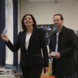  Anne Hidalgo et son mari, le député Jean-Marc Germain, ont voté dans le 15e arrondissement lors du second tour des Municipales, à Paris le 30 mars 2014.  