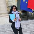 Yamina Benguigui, ministre déléguée à la Francophonie - Sortie du conseil des ministres du 26 mars 2014 au palais de l'Elysée à Paris.