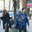 Miranda Kerr et Orlando Bloom réunis pour leur fils Flynn à New York, le 30 novembre 2013. Le couple s'est séparé en octobre de la même année