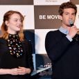  Emma Stone et Andrew Garfield font la promotion du film The Amazing Spider-Man 2 à Tokyo, le 31 mars 2014. 
  
