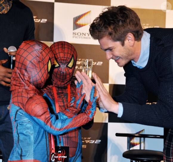 Andrew Garfield pendant la promotion du film The Amazing Spider-Man 2 à Tokyo, le 31 mars 2014.