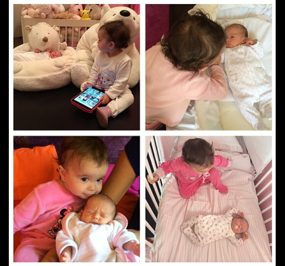 Jade Foret dévoile de nouvelles photos de ses filles Liva et Mila. Avril 2014. Liva prend soin de sa petite soeur.
