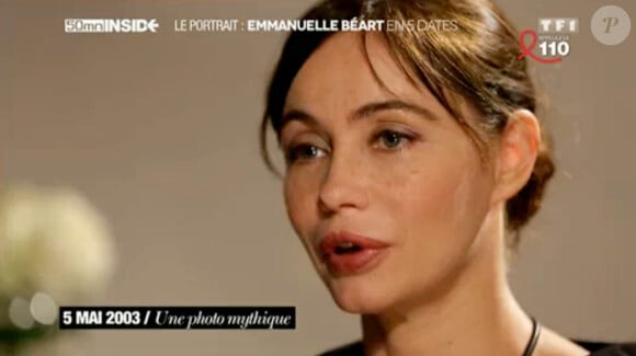 L'actrice Emmanuelle Béart dans "50 min inside" sur TF1. Le 6 avril 2014.